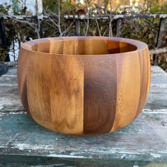 Dansk teakwood large serving bowl tulip new - Picture 11 of 16